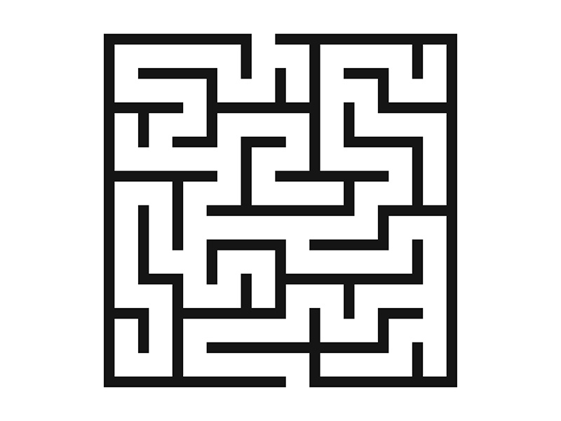 Maze Game background. Labyrinth with Entry and Exit. Vector Illustration.