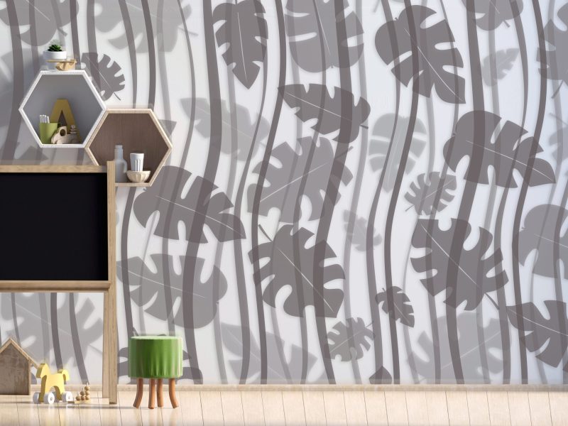 Pastel child's room. playroom. modern style. 3d illustration. Wall mock up