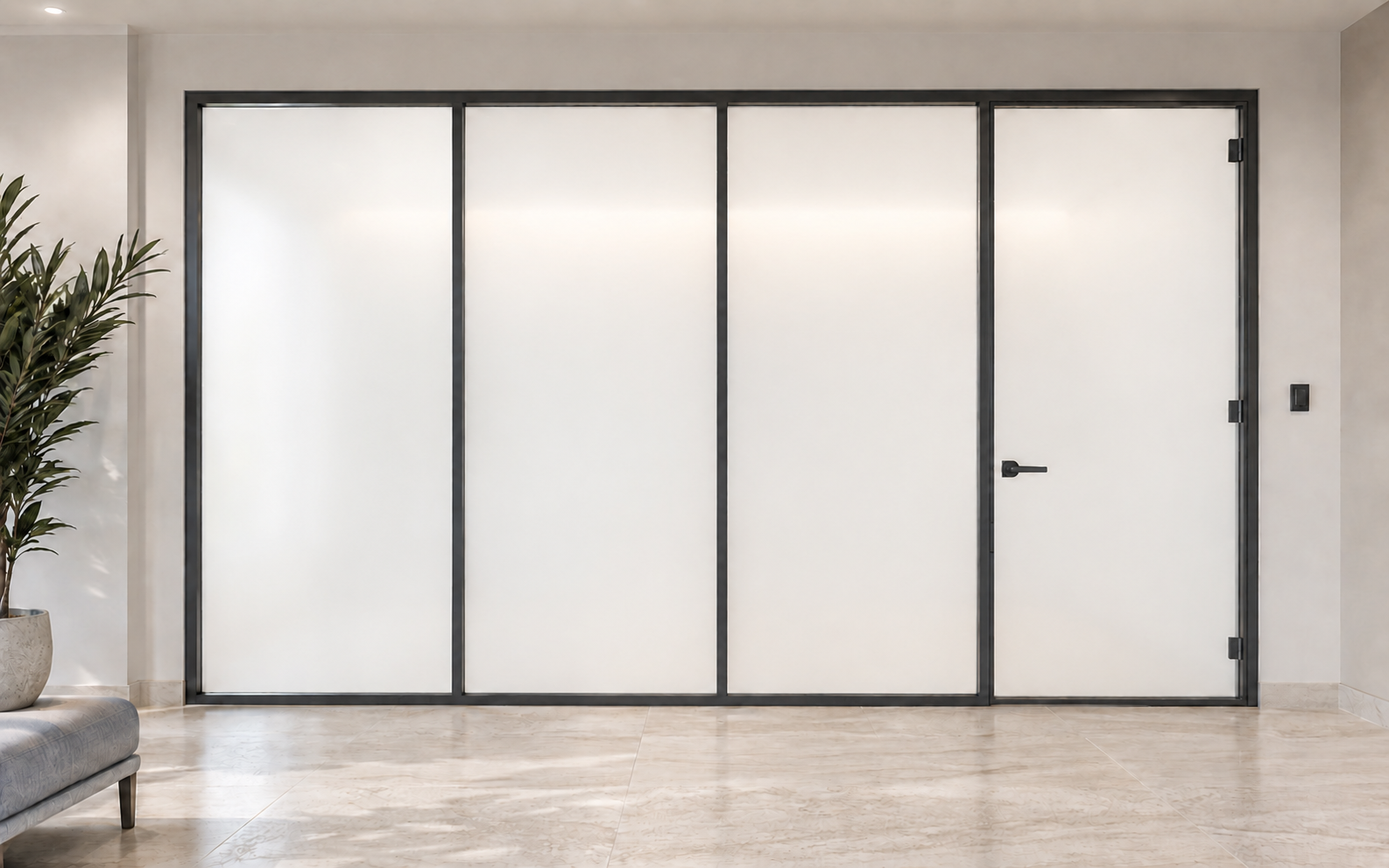 Clarity switchable privacy glass providing visual privacy when powered off