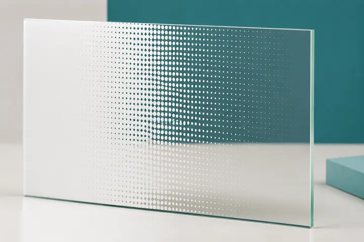 White ceramic dot gradient transitioning from dense coverage to transparent glass