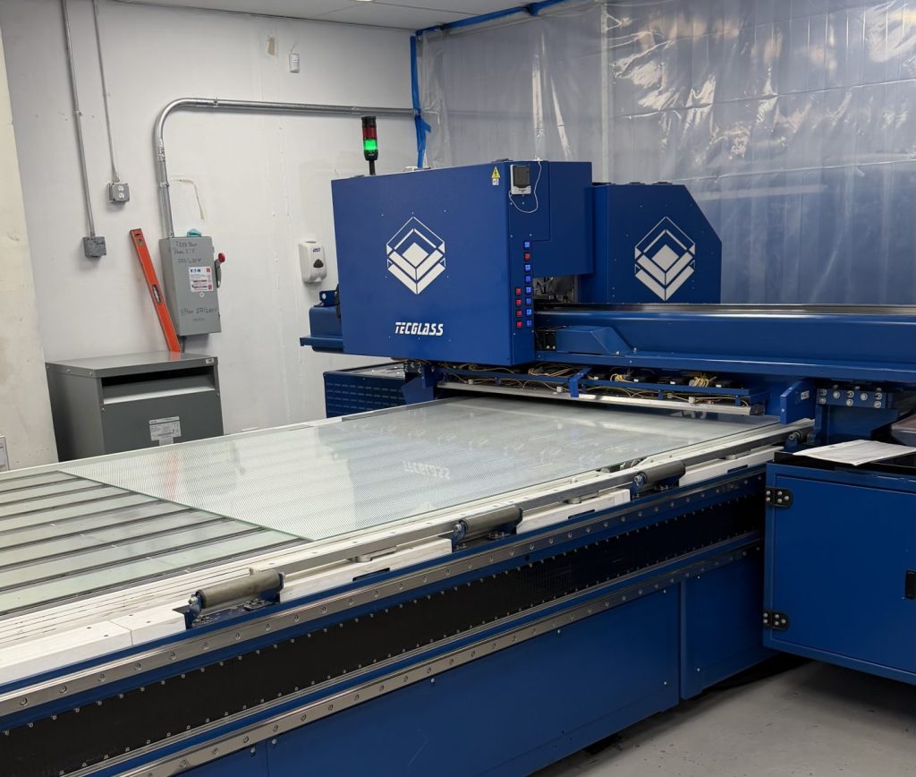 Digital ceramic ink printing on architectural glass before tempering
