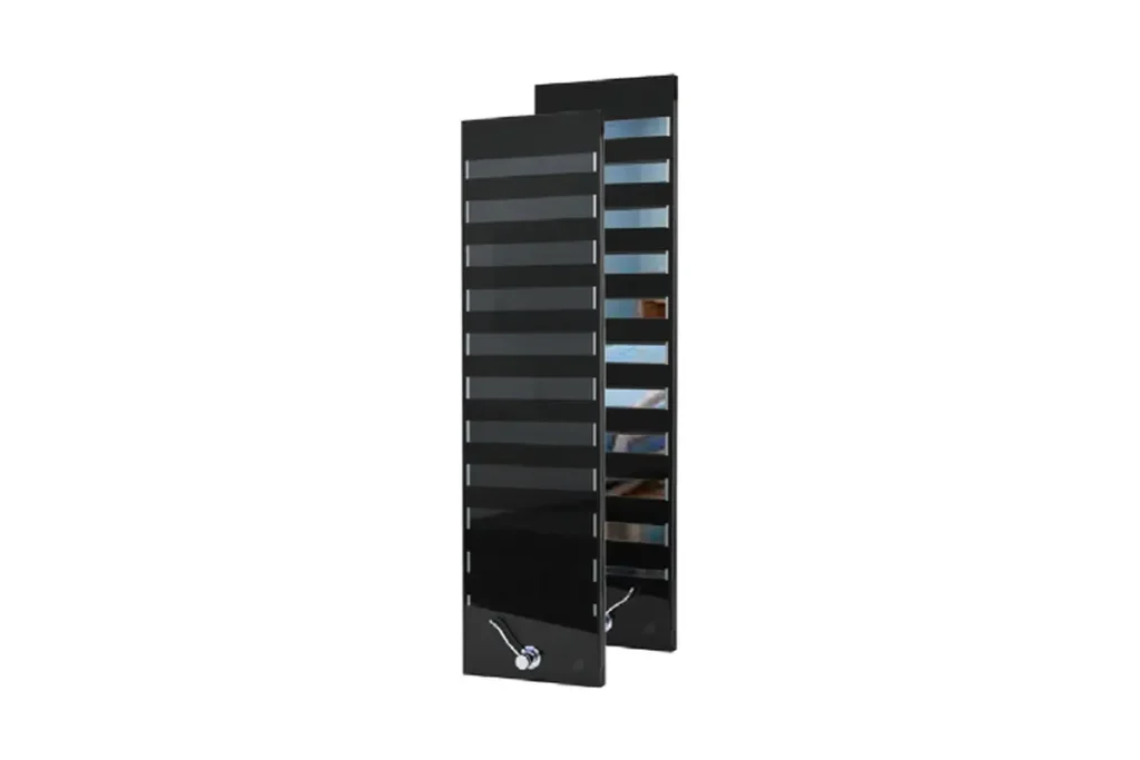 VISTA-Blackout privacy panel shown in open and closed positions