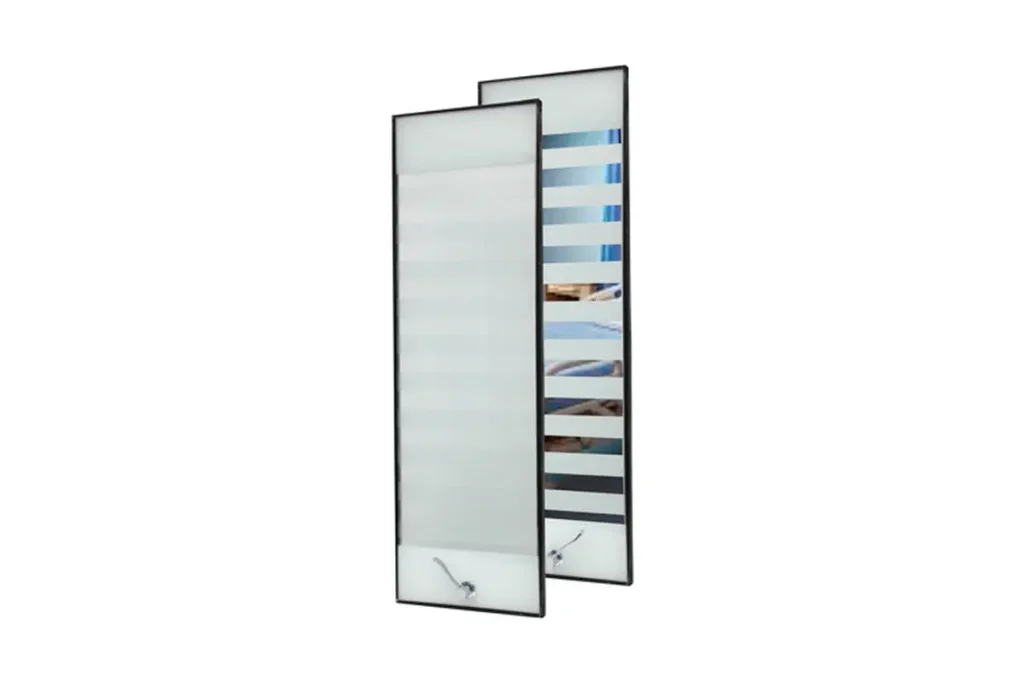 VISTA-Max privacy vision panel shown in open and private positions