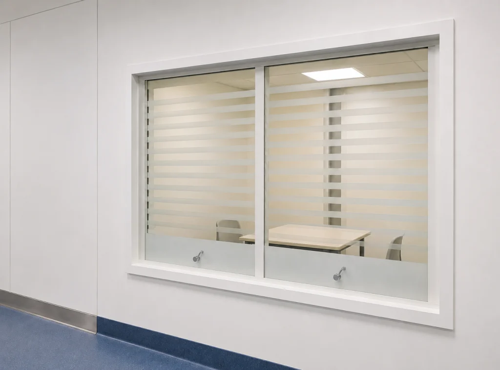 VISTA-SuperMax privacy observation window installed in a modern high-security correctional facility