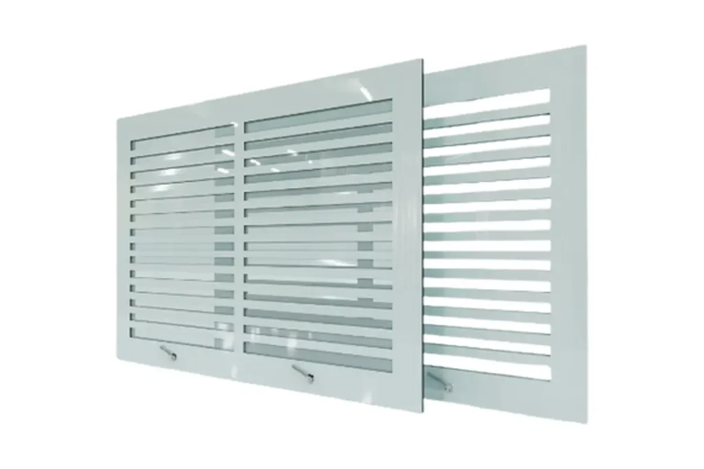 VISTA-SuperMax dual privacy vision panel shown in open and private positions