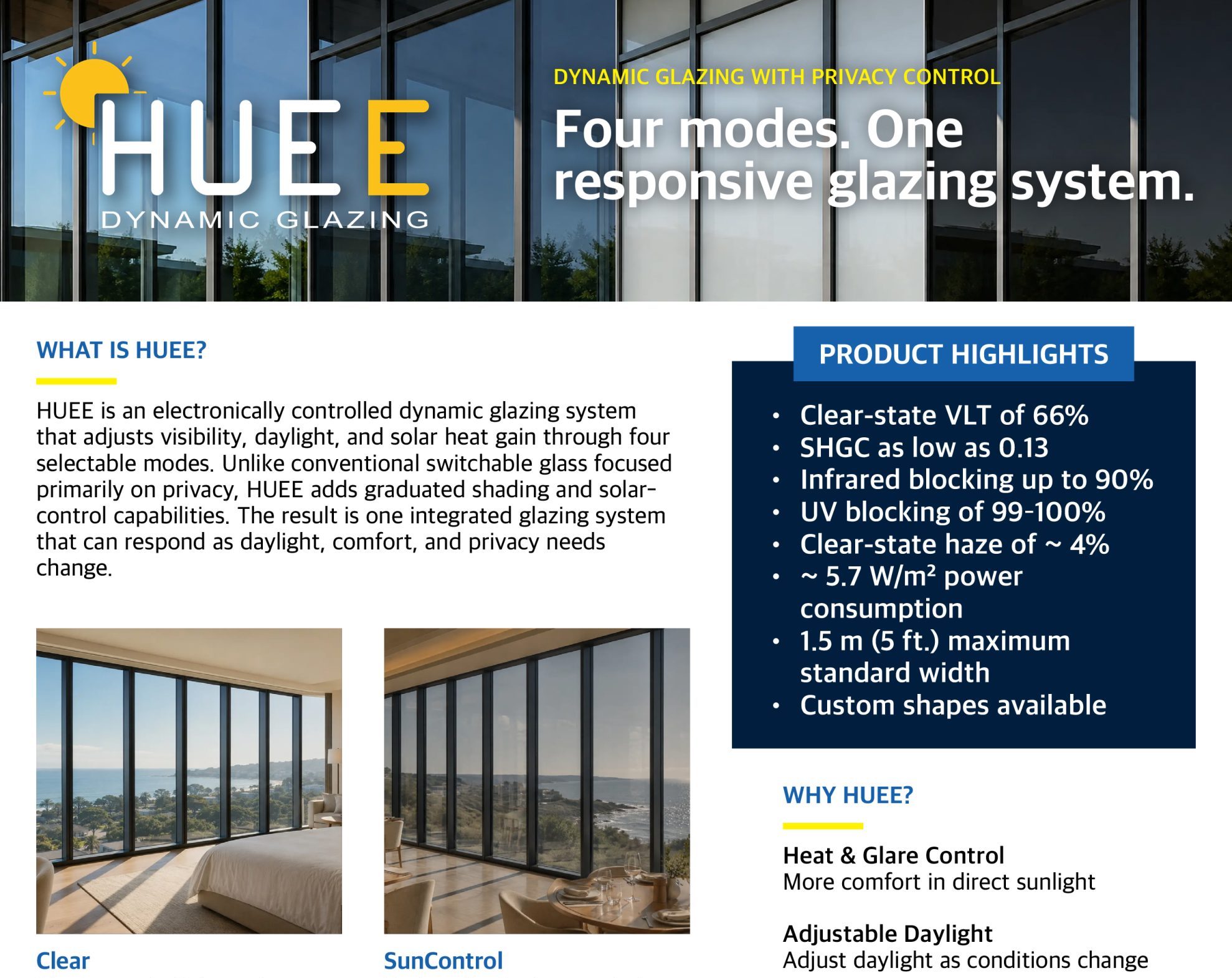 HUEE Dynamic Glazing Product Data Sheet
