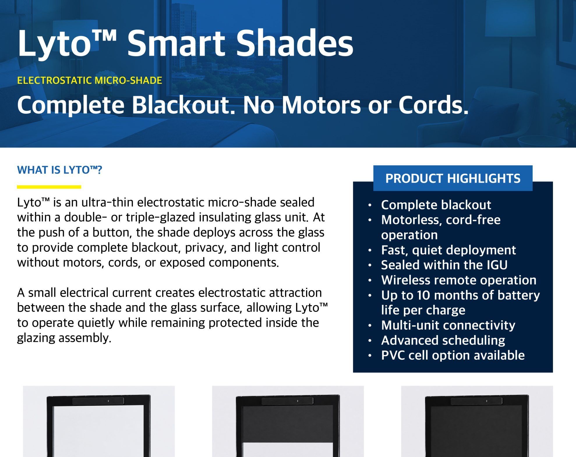 Lyto™ Smart Shades Product Data Sheet