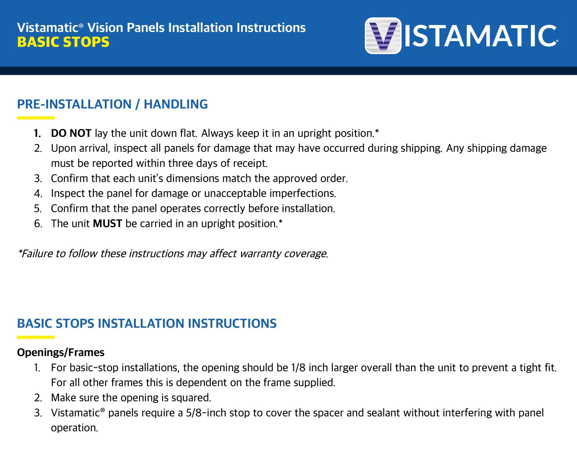 Vistamatic® Privacy Panels Installation & Maintenance Guide